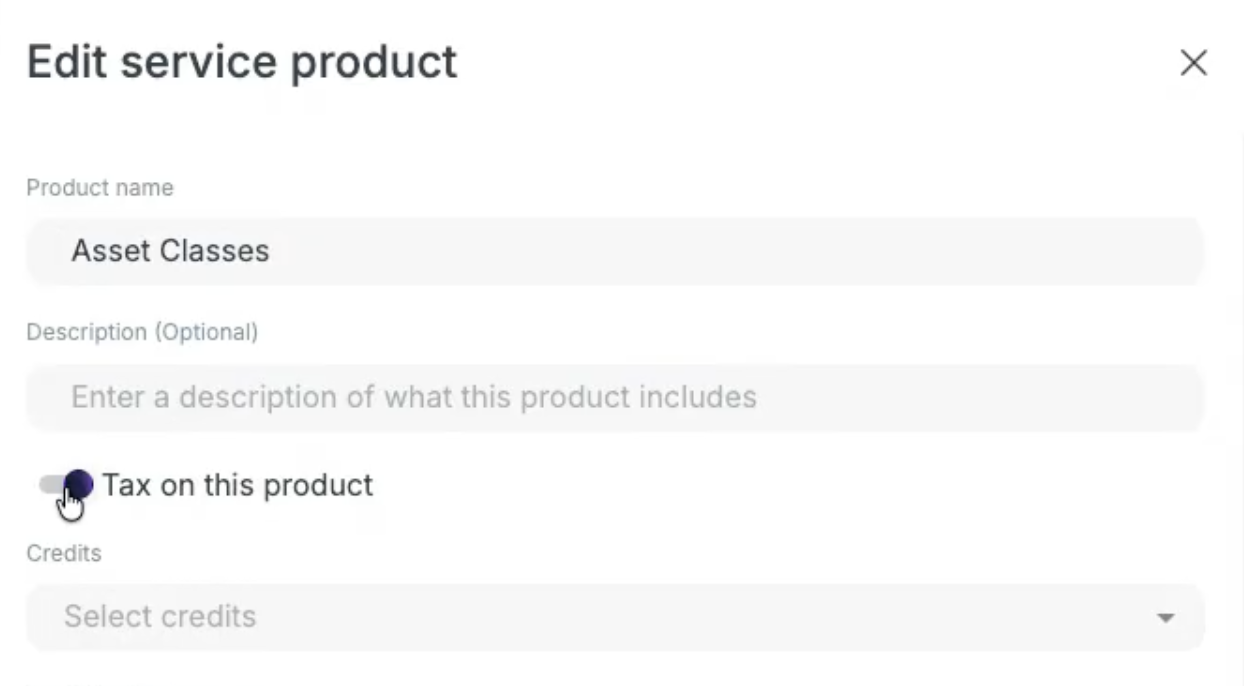 Non-taxable product toggle